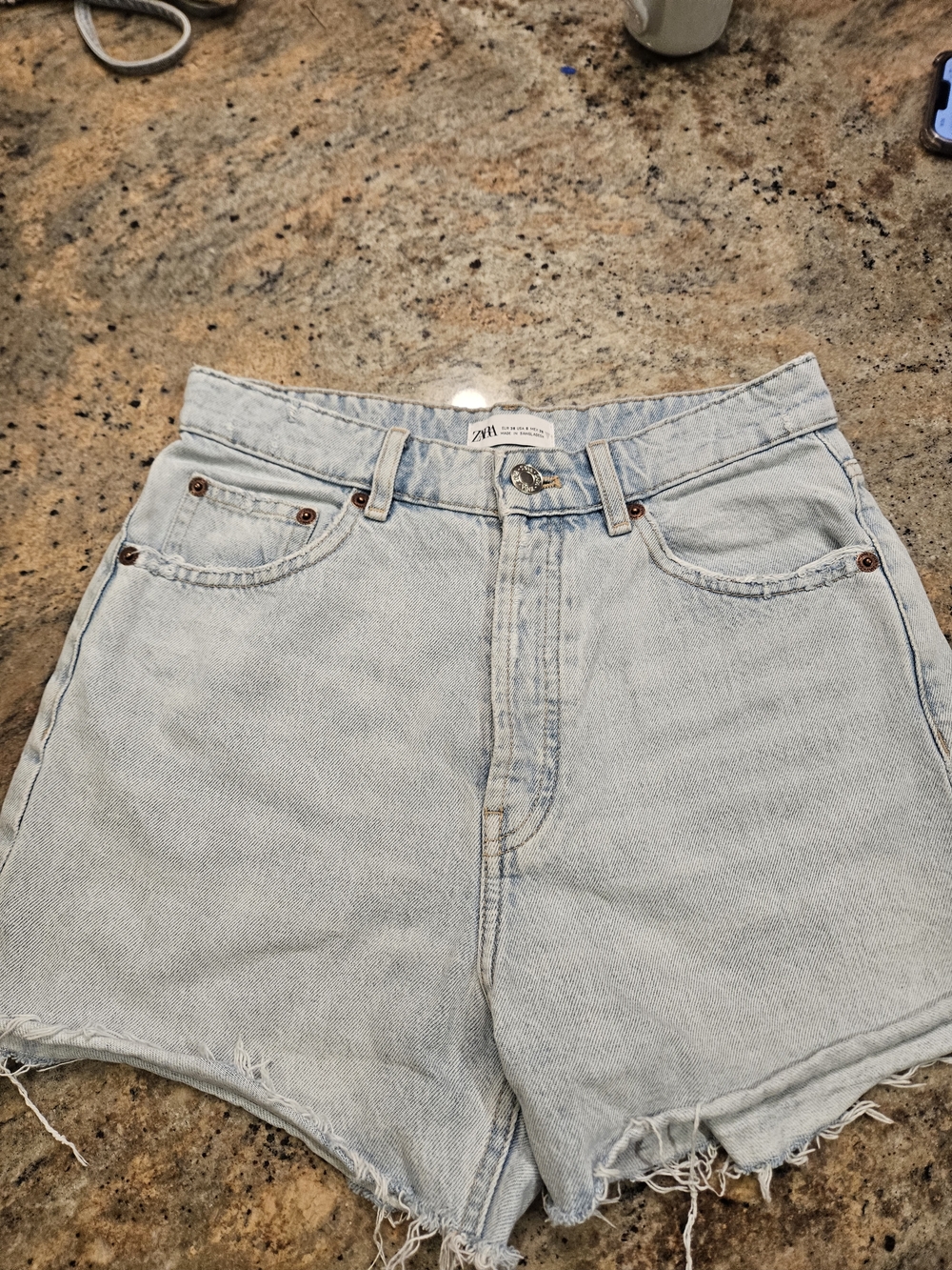 ZARA Light Wash Denim Cutoff Shorts